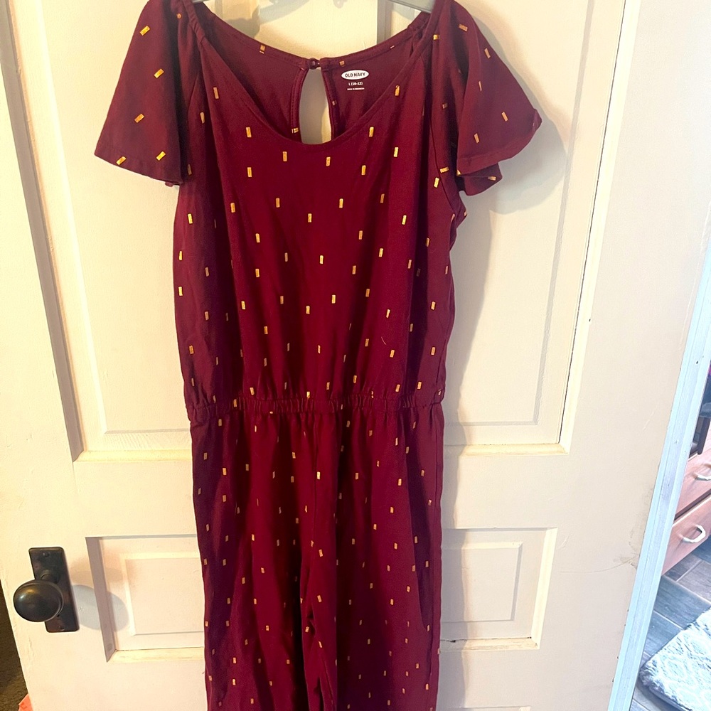 Girls Maroon Romper, Size L 10/12, gently used, great condition